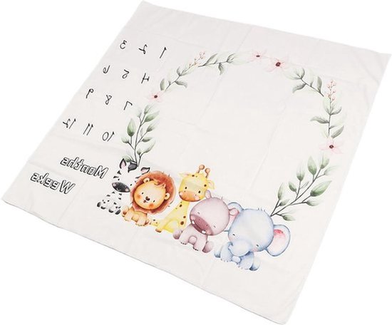 Baby maandelijkse mijlpaaldeken - Pasgeborenen - Lichtgewicht - Schattig slingerpatroon - Fotografie rekwisieten - Innovatieve decoratie - Geschikt voor baby's - Roze met grijze accenten.