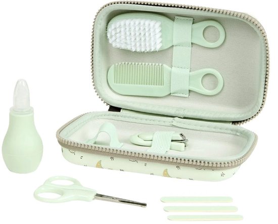 Baby-manicure pedicureset voor baby’s - Nagelknipper, Schaar, Vijl Nagelverzorging pasgeboren baby manicure set – New Born Baby Manicure Set – Manicure Setje – Leuk Kraam Cadeau /Baby Shower gift + baby- uitgebreide 9delig- baby care set | Mint Groen van ECENCE
