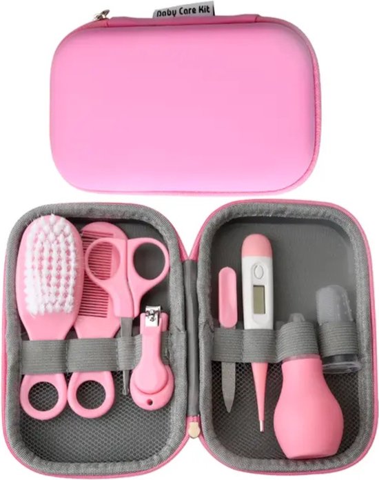 Baby Manicure set met Borstel en kam - Baby Verzorgingsset - Baby Borstel - Baby Kam - Kraamcadeau - Pink van Merkloos