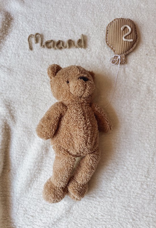 Baby mijlpalen set ballon - bruin en beige - gepunnikte mijlpalen - baby milestones van Merkloos