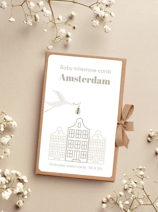 Baby milestone cards Amsterdam- unieke Mijlpaal kaarten-kraamcadeau van Merkloos