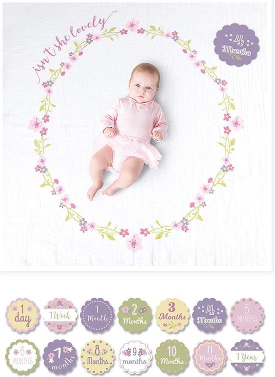 Baby Milestone kaarten en deken set van Amilian.