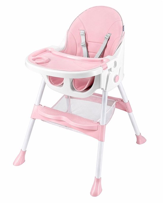 Baby Mix Nora 2-in-1 kinderstoel roze 60x72x92cm - Hoge stoel