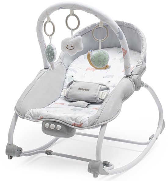Baby Mix - Wipstoel - Grijze multifunctionele schommelstoel met muziek en vibratie - babystoel - relaxstoel - kinderstoel - verstelbaar - schommelfunctie - schommelstoel - wipstoel van Merkloos