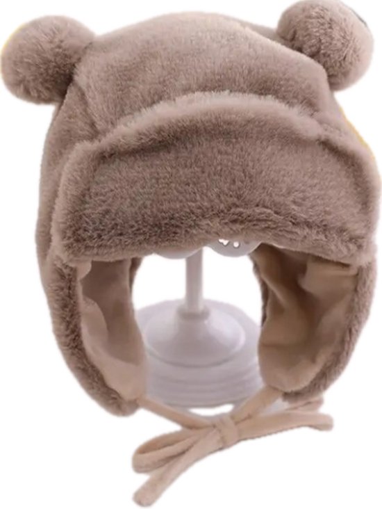 baby muts jongen - teddy - pilotenmuts - bruin - winter - kraamcadeau van HVID.