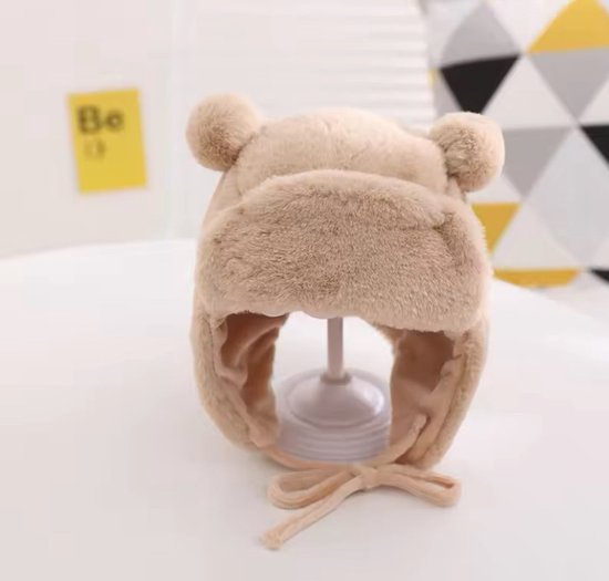 baby muts jongen - teddy - pilotenmuts - khaki - winter - kraamcadeau van DRESHOW