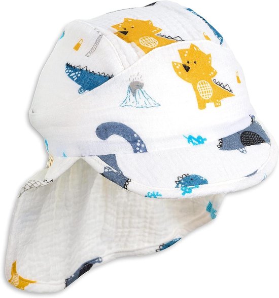 Baby Muts - Kinder Muts - Hoofd Warm Houden - Met Nekbescherming - One Size - Dino Print