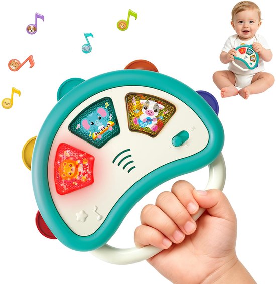 Baby Muziek Speelgoed - Interactieve Handtrommel met Licht en Geluid - Baby Speelgoed - Educatief Speelgoed - Sensorisch Speelgoed - voor peuters 6-12 maanden - Reisspeelgoed