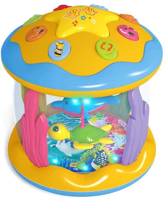 Baby Muziek Speelgoed – Roterende Projector met Licht & Muziek – Sensorisch Aquarium Speelgoed voor Baby’s & Peuters 1-4 Jaar – Tummy Time Kruip Speelgoed – Cadeau voor Verjaardag van Merkloos