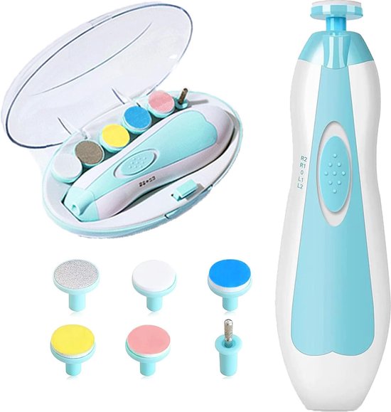 Baby Nagelvijl - Elektrische Nagelvijl - Baby Nagelverzorging - Baby Nagelknipper - met LED Licht - Baby Cadeau - Ook Voor Volwassenen - Blauw van Little Origins