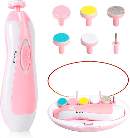 Baby Nagelvijl - Elektrische Nagelvijl - Baby Nagelverzorging - Baby Nagelknipper - met LED Licht - Baby Cadeau - Ook Voor Volwassenen - Roze van Little Bambino