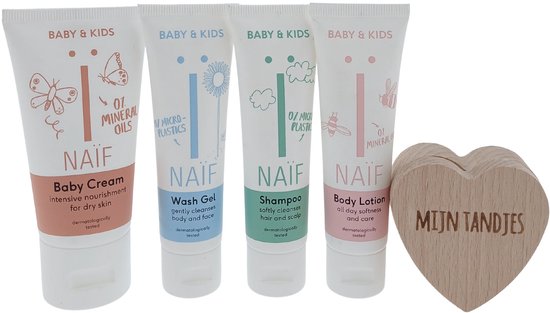 Baby Naif mini compleet met tandendoosje – Luxe Cadeauset | Giftbox | Perfect Geschenk voor Baby's van Naïf