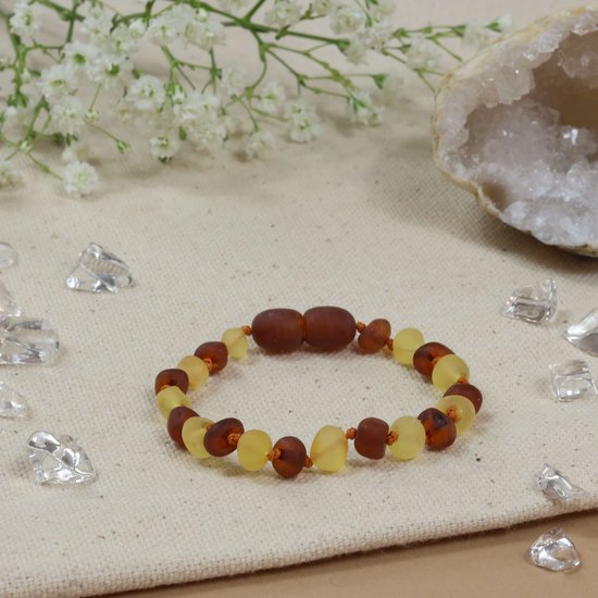 Baby Natura - Barnsteen armband - Baby/peuter - Cognac lemon - 14 cm van Merkloos