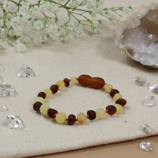 Baby Natura - Barnsteen armband - Baby/peuter - Cognac milk - 14 cm van Merkloos