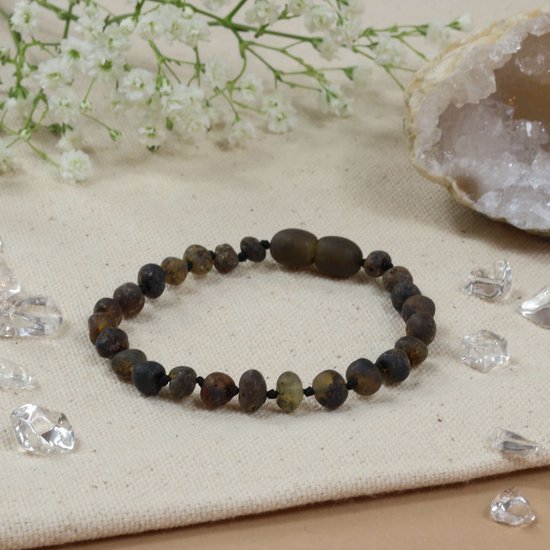 Baby Natura - Barnsteen armband - Baby/peuter - Green unpolished - 14 cm van Merkloos