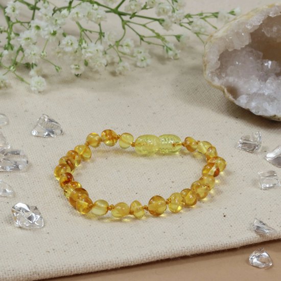 Baby Natura - Barnsteen Armband - Baby/peuter - Honey - 14 cm