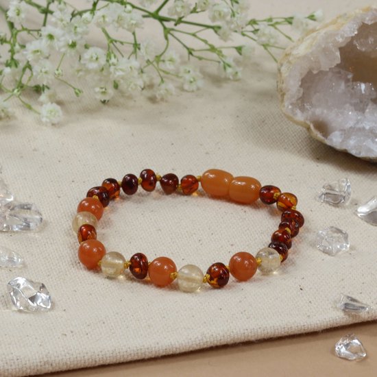 Baby Natura - Barnsteen armband - Baby/peuter - Kwarts Aventurijn - 14 cm van Merkloos