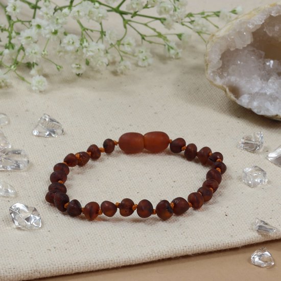 Baby Natura - Barnsteen armband - Kind - Cognac unpolished - 16,5 cm van Merkloos