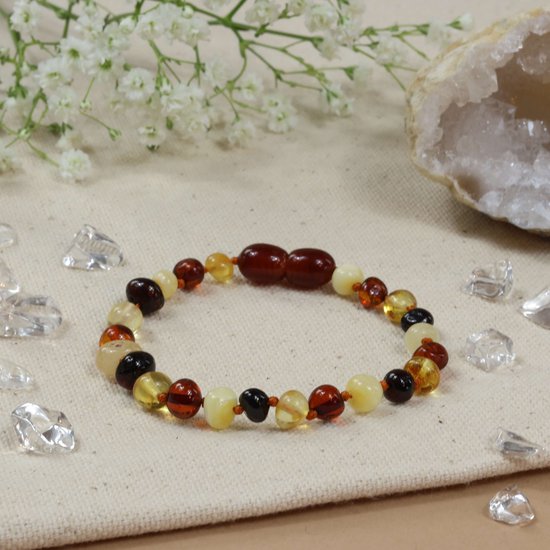 Baby Natura - Barnsteen armband - Kind - Honey - 16,5 cm van Merkloos