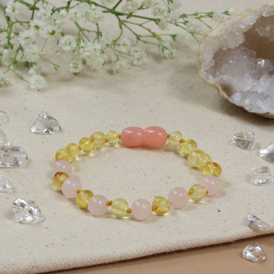 Baby Natura - Barnsteen armband - Kind - Kwarts - 16,5 cm van Merkloos