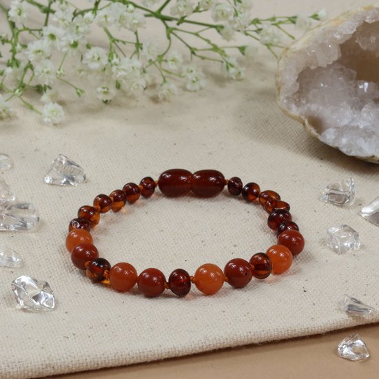 Baby Natura - Barnsteen armband - Kind - Kwarts Aventurijn - 16,5 cm van Merkloos