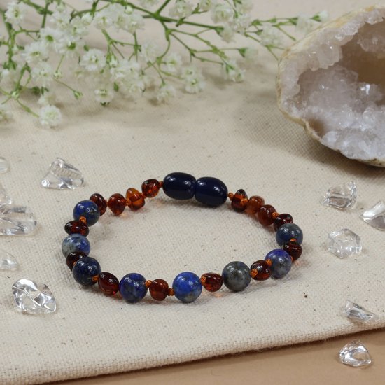 Baby Natura - Barnsteen armband - Kind - Lapis lazuli - 16,5 cm van Merkloos