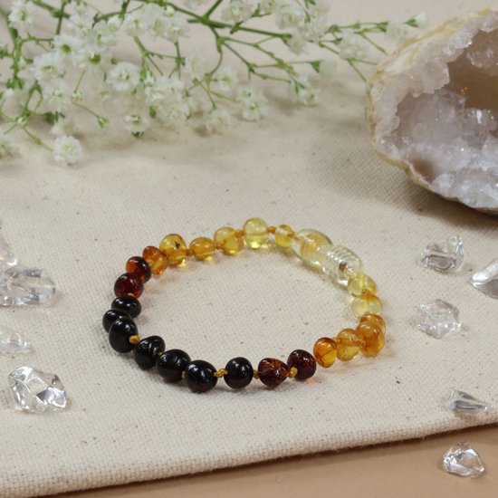 Baby Natura - Barnsteen armband - Kind - Rainbow - 16,5 cm van Merkloos