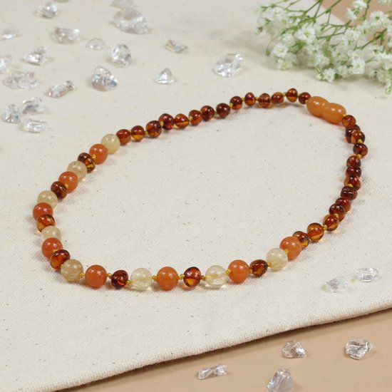 Baby Natura - Barnsteen ketting - Baby/peuter - Cognac - 32 cm van Merkloos