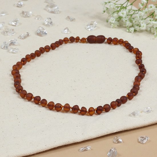 Baby Natura - Barnsteen ketting - Baby/peuter - Cognac unpolished - 32 cm