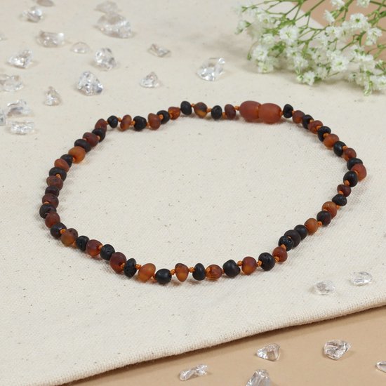 Baby Natura - Barnsteen ketting - Kind - Cognac – cherry – unpolished - 36 cm
