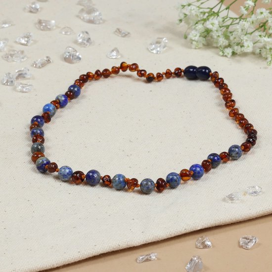 Baby Natura - Barnsteen ketting - Kind - Lapis lazuli - 36 cm van Merkloos