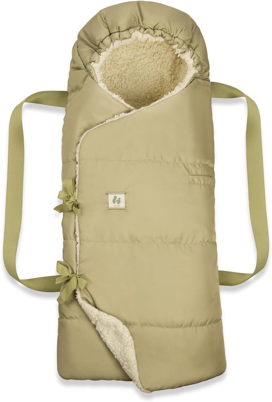 Baby Nest Voetenzak - Babynestje Draagzak - Voor Kinderwagen - 3-in-1 Functie - 85 x 40 cm - Teddy Fleece Groen