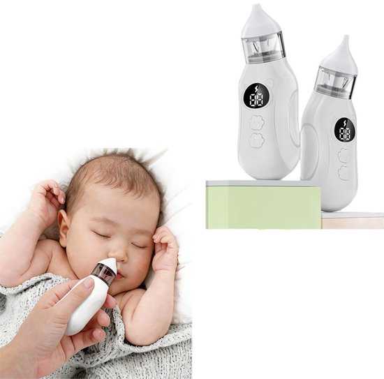 Baby Neusreiniger - Baby Neusreiniger Elektrisch - Neusdouche Elektrisch - Neusreiniger - Snoetenpoetser- Grote Batterij | neus rietjes | geschikt zijn voor de vervoerders, ergonomisch ontwerp met 2 van de nasale shit met siliconen kop - wit van Merkloos