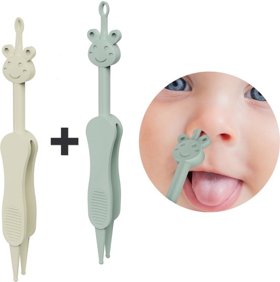 Baby Neusreiniger & Oorreiniger - 3-in-1 alternatief voor Neuspeer of Neuszuiger - Groen & Beige - Broemba® van Broemba