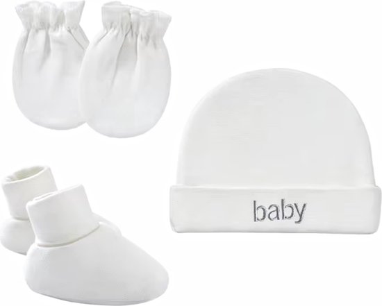 Baby newborn set 3-delig met mutsje, slofjes en wantjes - kraamcadeau - zwanger - baby - babymuts - babyslofjes - babywantjes - babykleding - newborn van Jollein