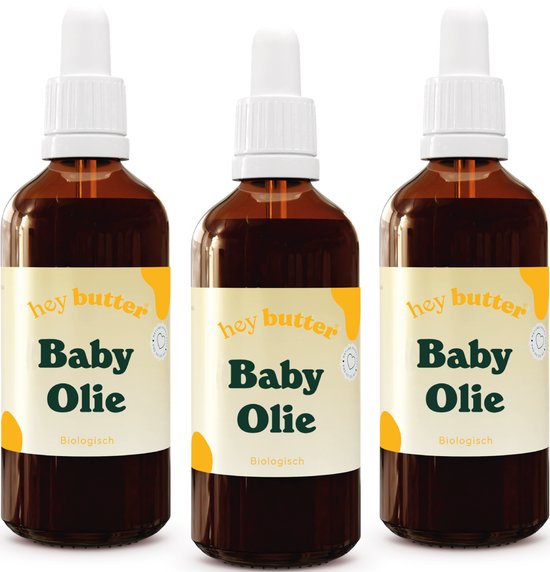 Baby Olie (100% biologisch & natuurlijk) | Voordeelbundel 3x 100ml | Verzorgende Baby Olie met Calendula | Bevat 0% parfum en 0% kleurstof | in Glazenfles van Merkloos