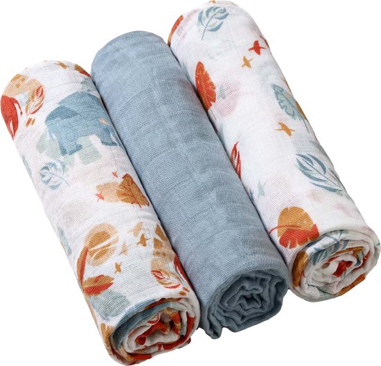 Baby Ono 3 Stuks Blauwgrijs Hydrofiel Luiers 348/07 van Baby Ono
