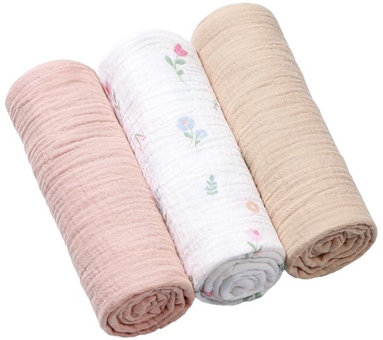 Baby Ono Crinkled Roze/Beige 3 Stuks Hydrofiel Luiers van Merkloos