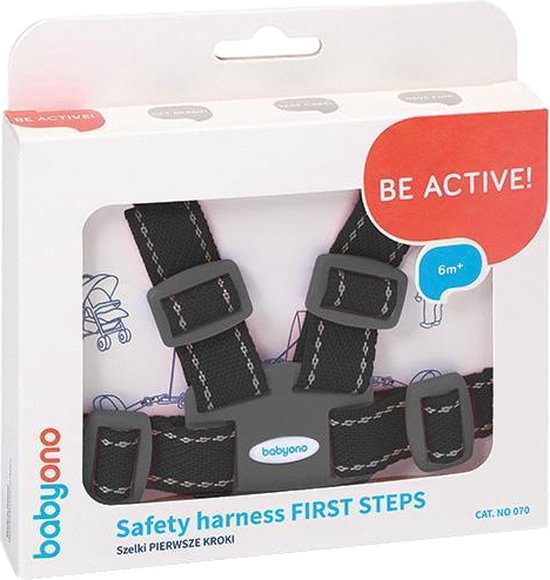 Baby Ono First Steps Zwart Kinderstoel Tuigje met Looplijn 070/02 van Baby Ono