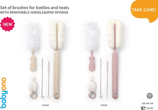 Baby Ono Roze Fles & Speen Borstel Set