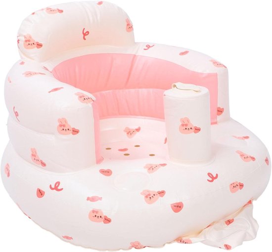 Baby Opblaasstoel - Zachte Baby Zitting - Buiktijd Ondersteuning - Ingebouwde Luchtpomp - 22 x 18 x 9 cm - Wit