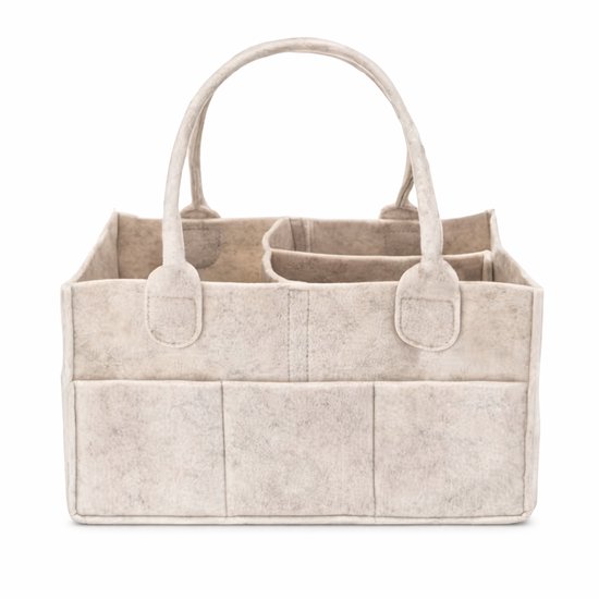 Baby Organizer Vilt – Luiertas Organizer voor Luiers & Babyspullen – Verzorgingsmand met Handvatten – Beige van Merkloos