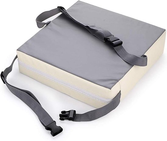 Baby Peuter Kid Demontabele Verstelbare Wasbare Booster Seat met Riemen - Eetstoel Stoel Pads Stoel Verhogend Kussen - Reizen Opslag - Grijs Beige van Pukkr