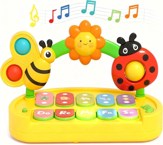 Baby Piano Speelgoed voor kinderen van 6-12 maanden Lichtgevend muzikaal toetsenbord Babyspeelgoed - 4 standen Educatief speelgoed voor jonge kinderen Ontwikkelingsspeelgoed voor baby's - Cadeau voor jongens en meisjes van 1 jaar van Vtech