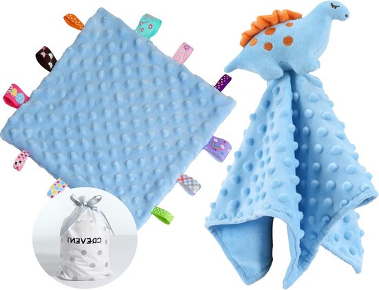 Baby Pluche Deken - Knuffeldeken Baby - Baby Comfort - Zachte Fleece Voering - 34x34cm - Blauw