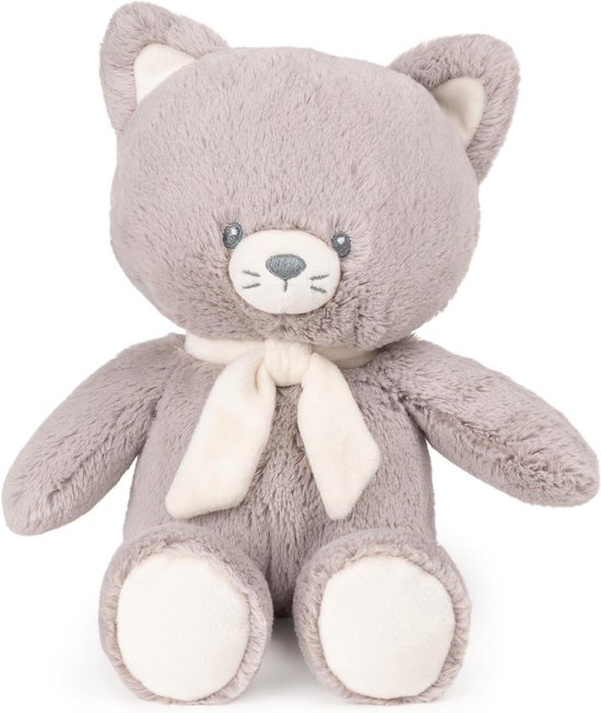 Baby Pluche Kitty - Knuffel Kat - Babyspeelgoed - Gemaakt van gerecycled materiaal - 32 cm - Grijs