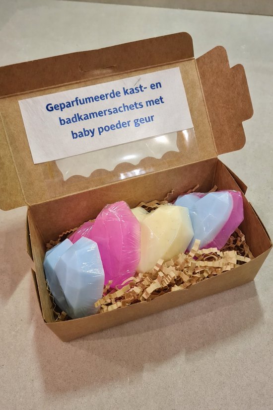 Baby Poeder Geurblokjes Heerlijk geparfumeerde zeepblokjes voor kast en badkamer met een zachte baby poeder geur. Zorgt voor een frisse en langdurige geur. van Merkloos
