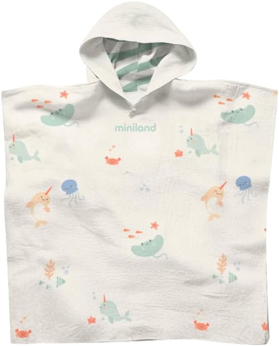 Baby poncho met capuchon van mousseline voor na het badderen