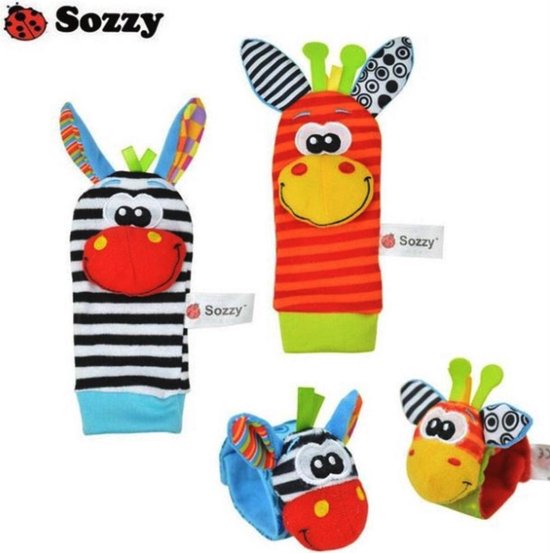 Baby rammelaar - Baby rammelaar sokjes en rammelaar armbanden - 4-delig rammelaar set - Sozzy van Sozzy
