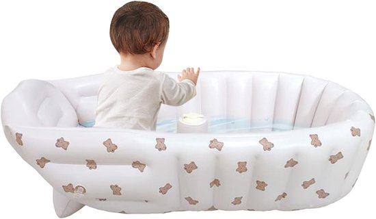 Baby Reisbad - Opblaasbadje - Veilig Baden - Compact Opvouwbaar - 90 x 55 cm - Beer
